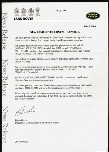 Land rover media - media, contact